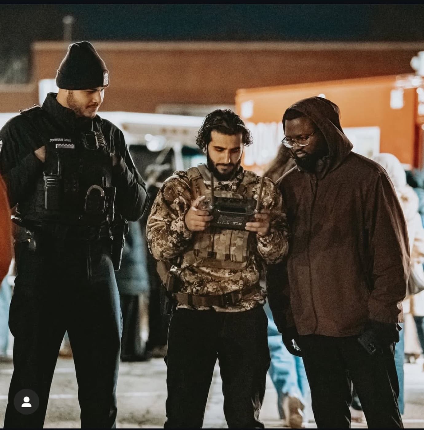 Batman's Drone Recovery pilot flying a thermal drone alongside a police officer